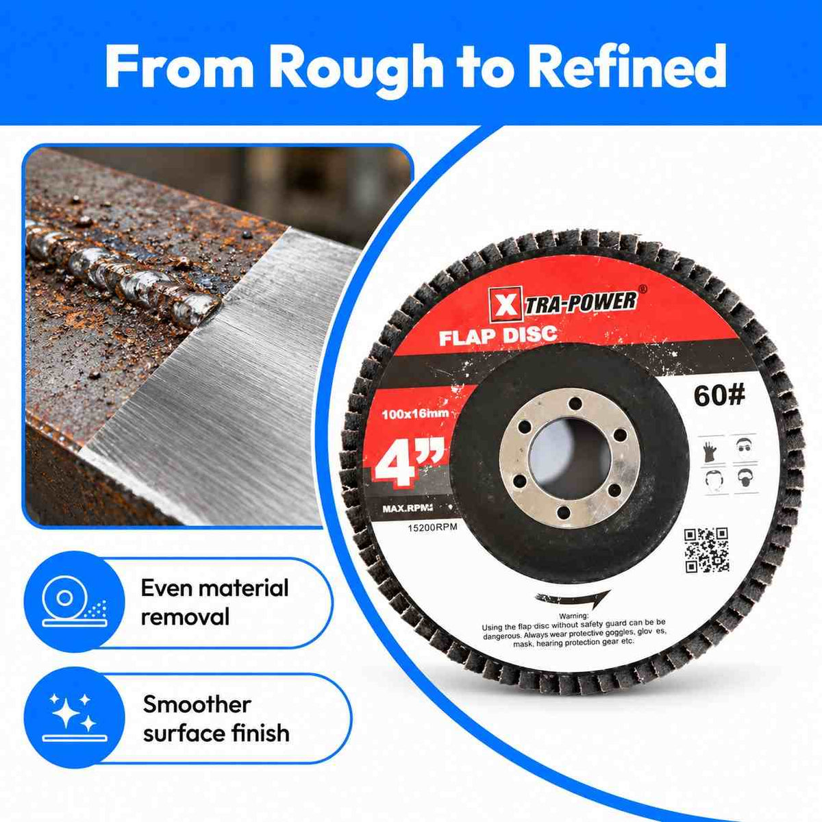 Xtra-Power Flap DISC Grinder Compatible 4" Pack of 5