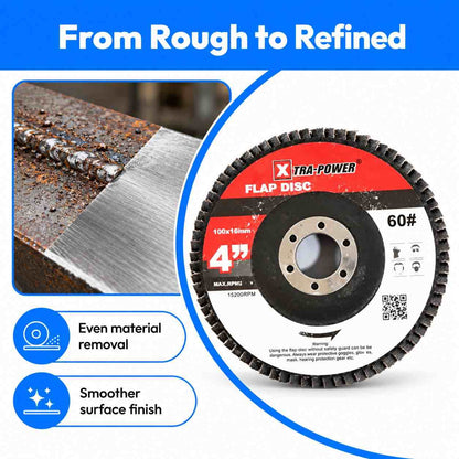 Xtra-Power Flap DISC Grinder Compatible 4" Pack of 5