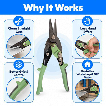 10"Metal Cutting Tool Rubber Handle Straight Tin Snip