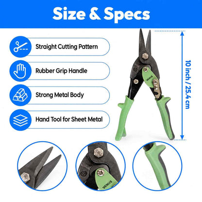 10"Metal Cutting Tool Rubber Handle Straight Tin Snip