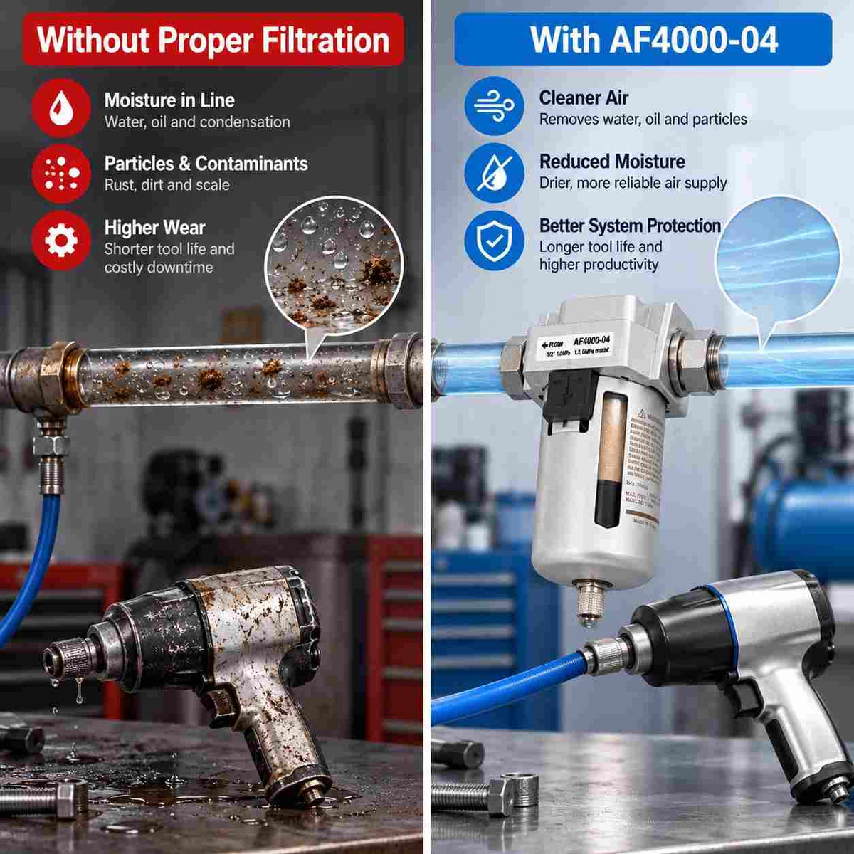 Implemental 1/2''Pneumatic Compressor Air Filter/Dryer AF4000-04 - 1