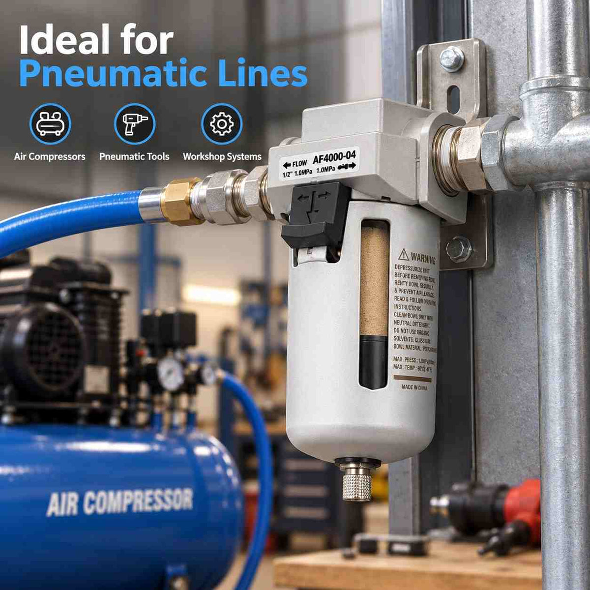Implemental 1/2''Pneumatic Compressor Air Filter/Dryer AF4000-04 - 1