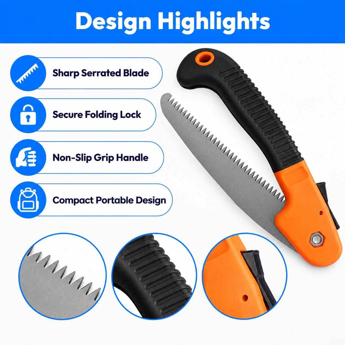 Folding Pruner Cutter Steel Garden Hand Tool wood with Lock