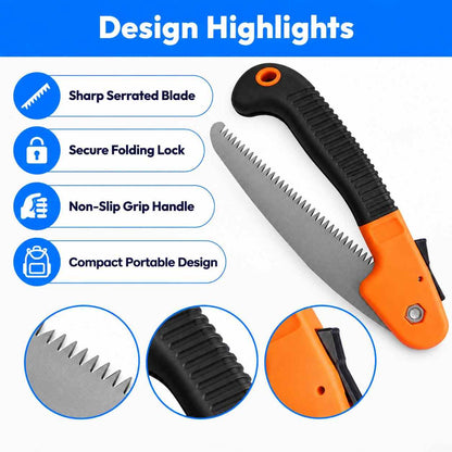 Folding Pruner Cutter Steel Garden Hand Tool wood with Lock