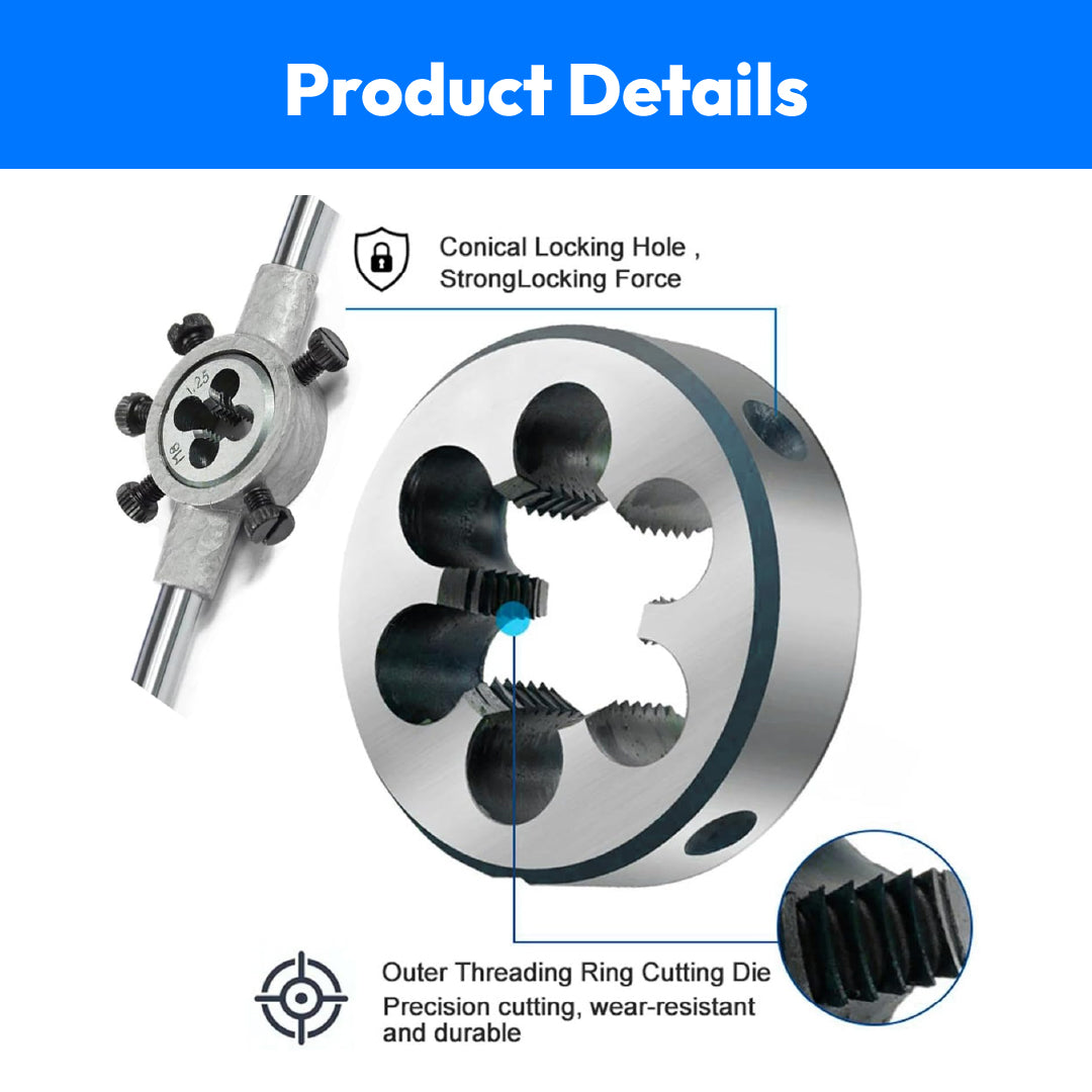 32 PCS Tap and Round Die Set 1/4" BSW to 3/4"BSW