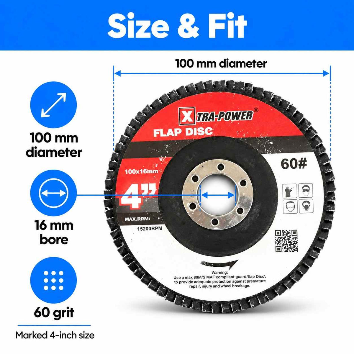 Xtra-Power Flap DISC Grinder Compatible 4" Pack of 5