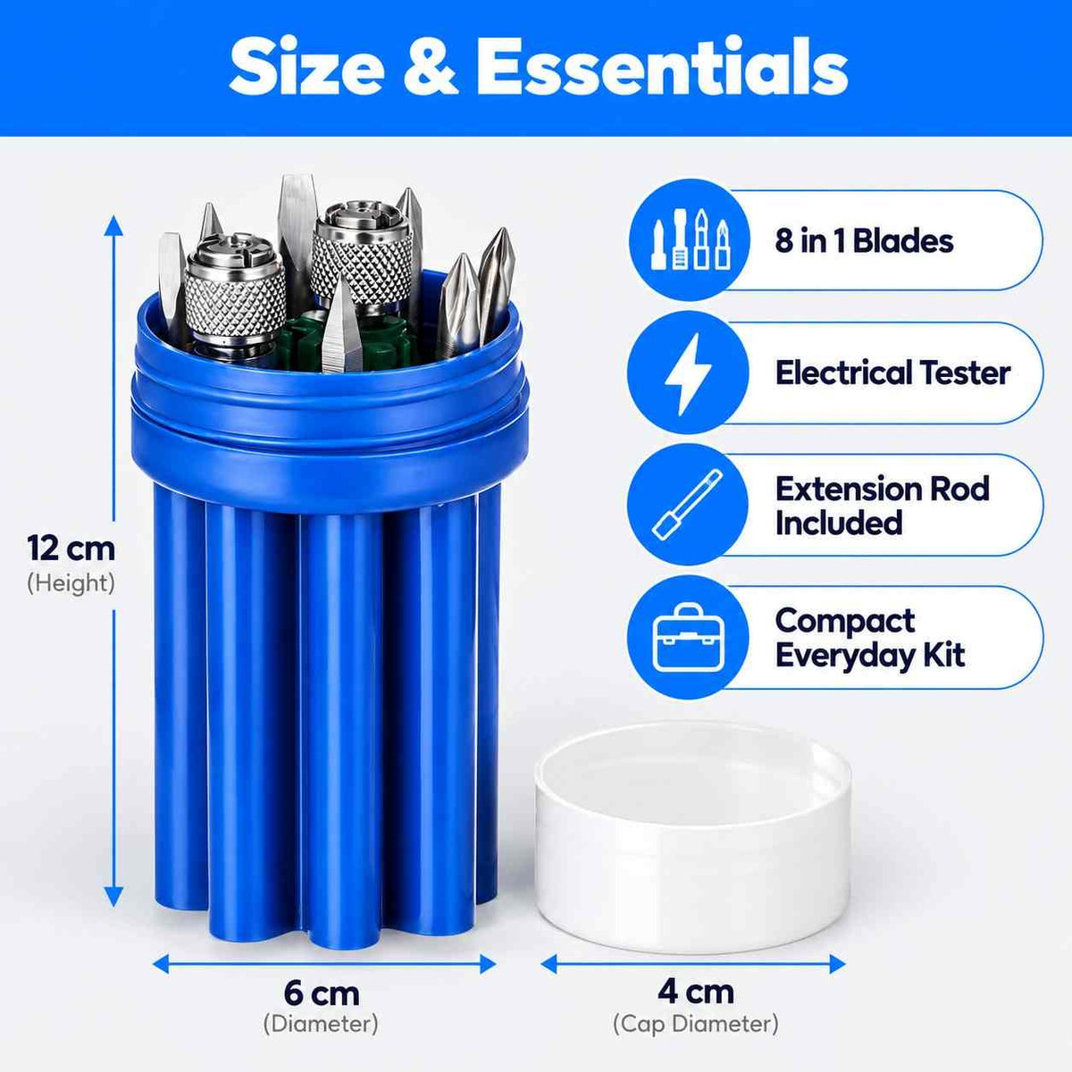 PYE-595-Electrical Tester Screwdriver Kit with 8 in 1 Blades