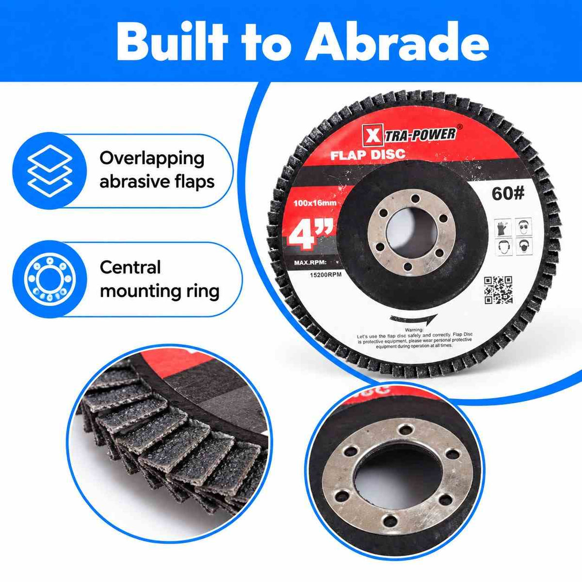 Xtra-Power Flap DISC Grinder Compatible 4" Pack of 5