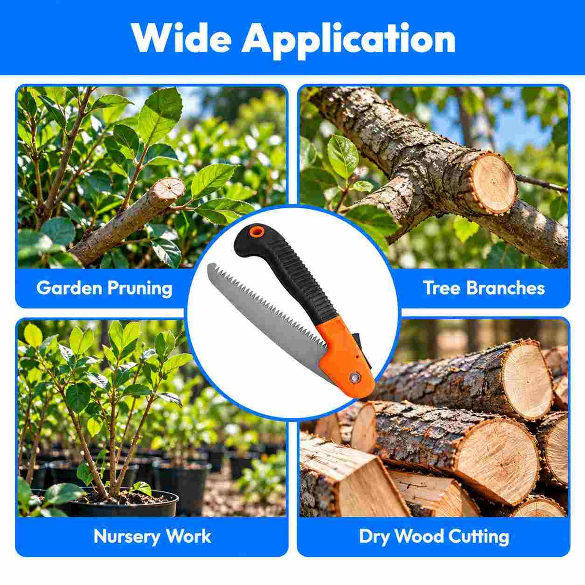 Folding Pruner Cutter Steel Garden Hand Tool wood with Lock
