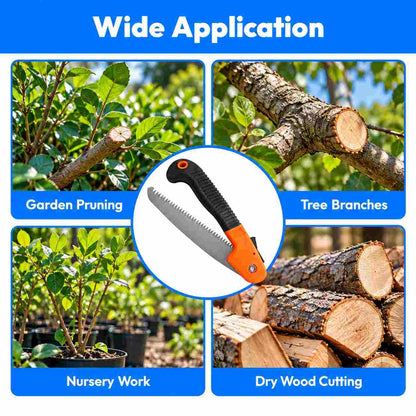 Folding Pruner Cutter Steel Garden Hand Tool wood with Lock