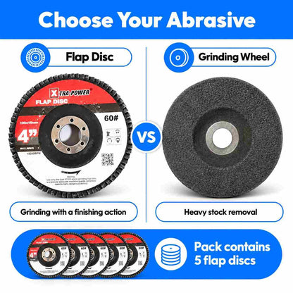 Xtra-Power Flap DISC Grinder Compatible 4" Pack of 5