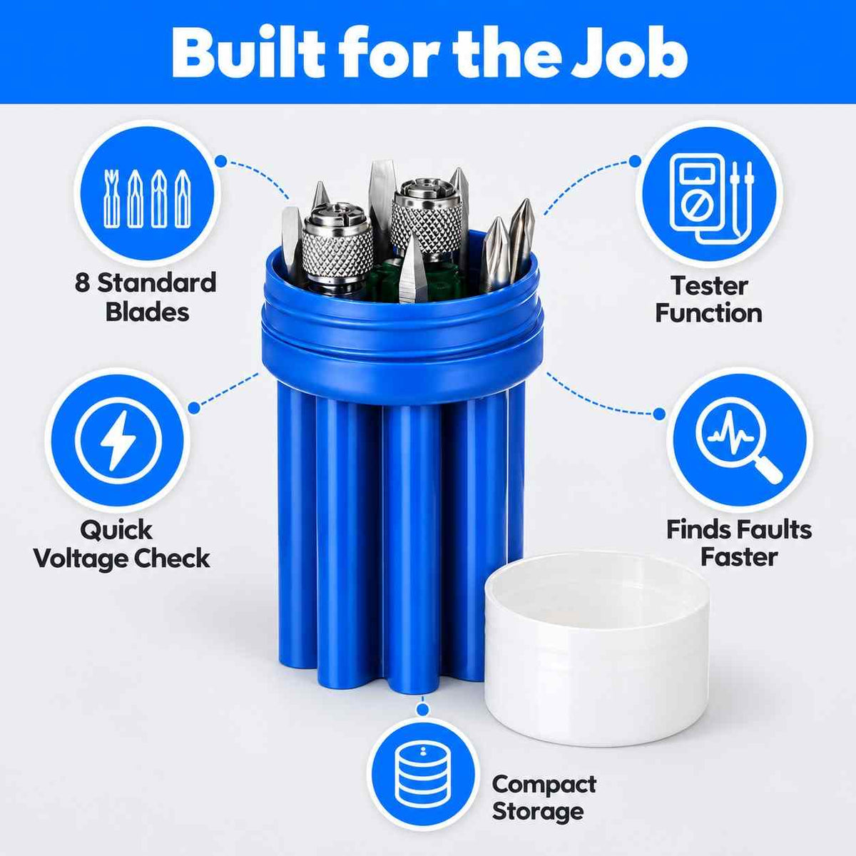 PYE-595-Electrical Tester Screwdriver Kit with 8 in 1 Blades