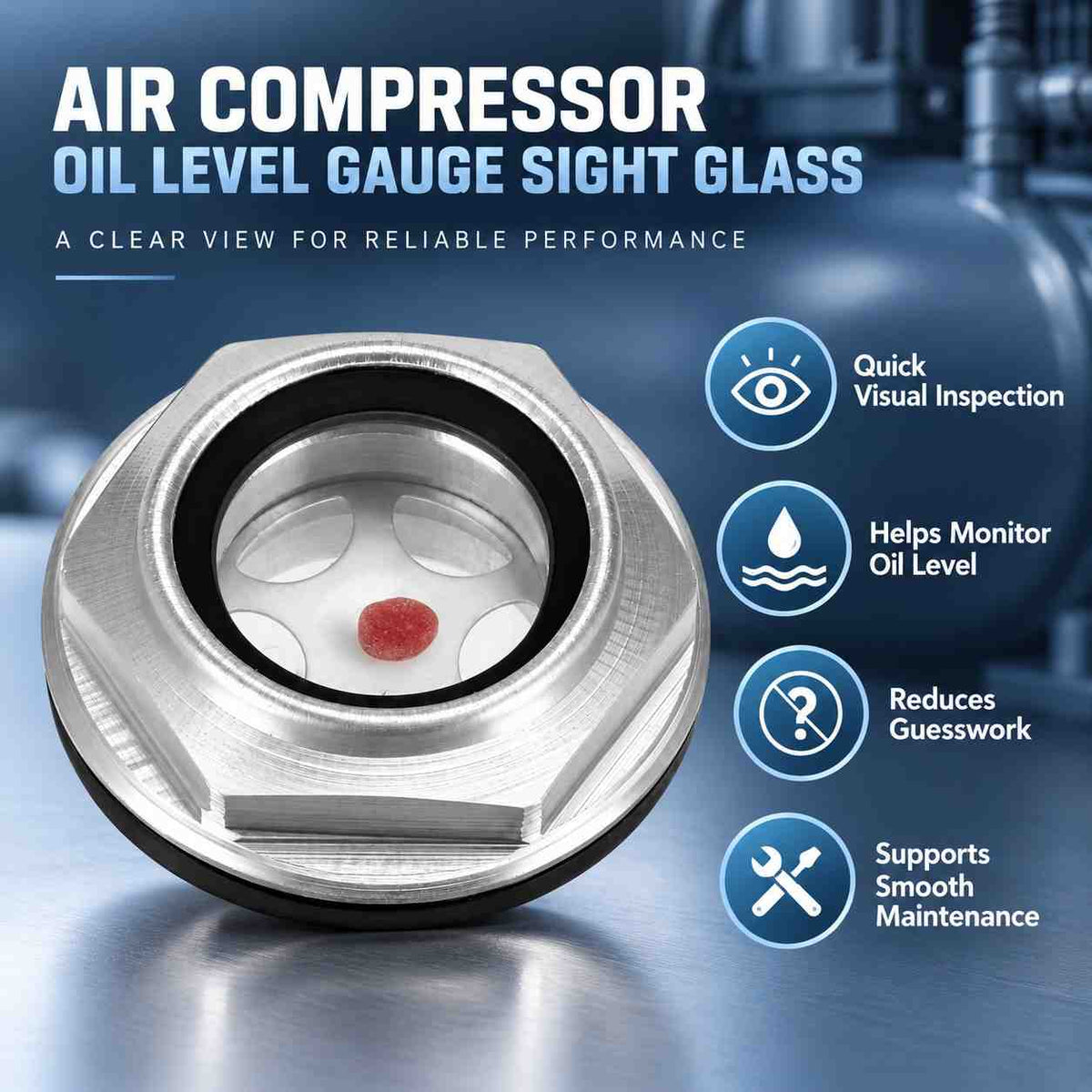 Implemental Air Compressor Oil Level Gauge Sight Glass - 1