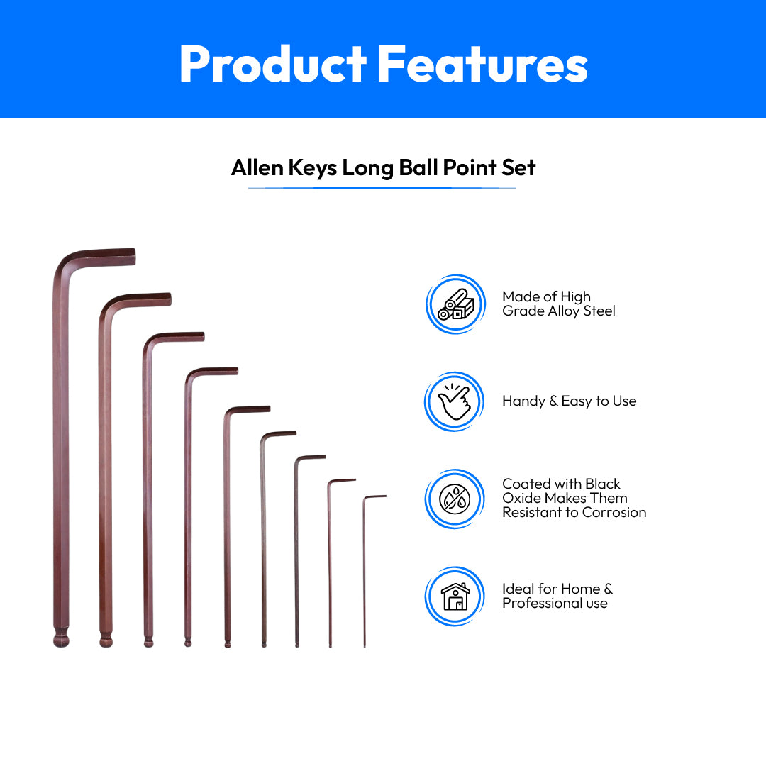 Taparia Allen Keys Long Ball Point Set KBHI10X