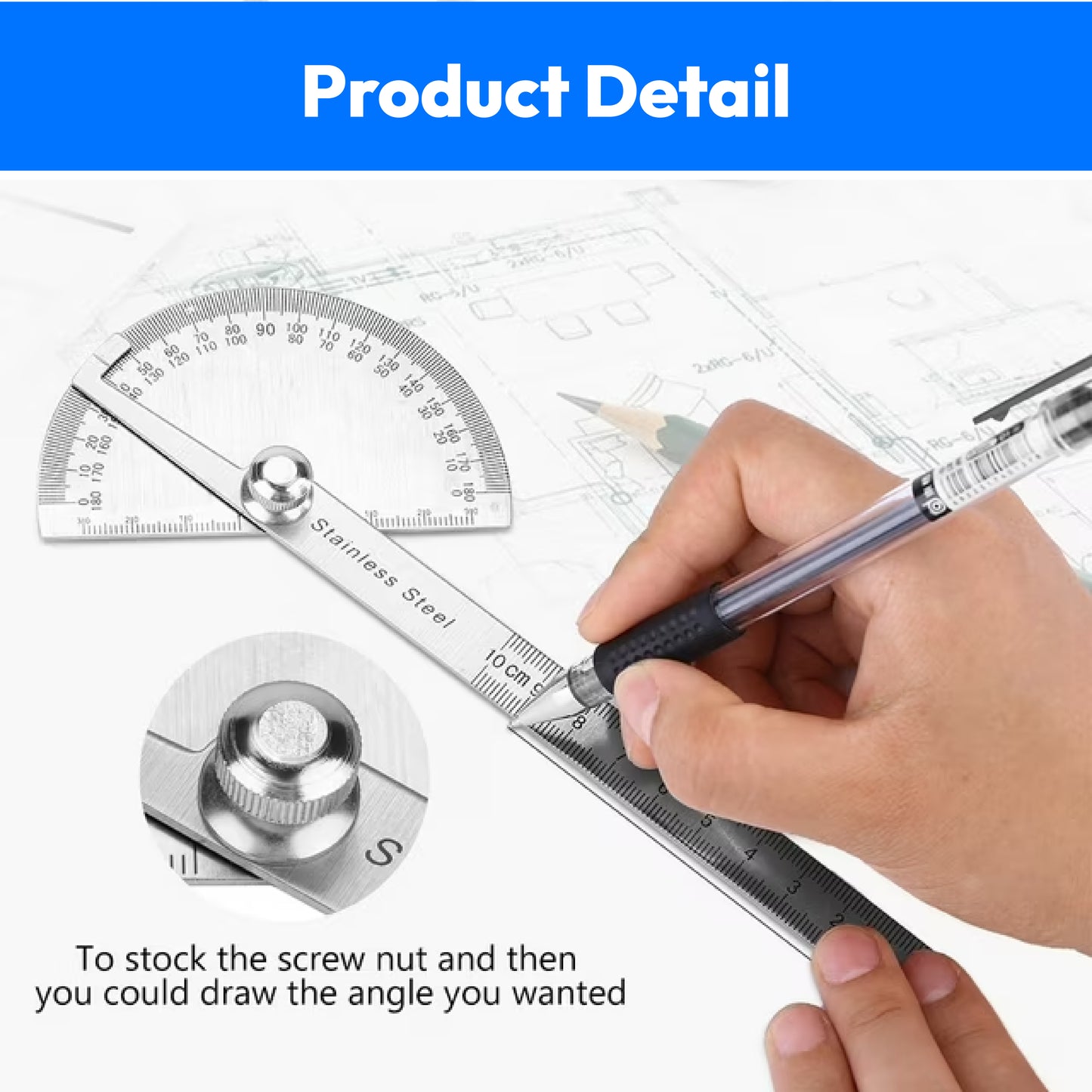 Angle Finder Arm Rule 0-180 Degrees-150MM