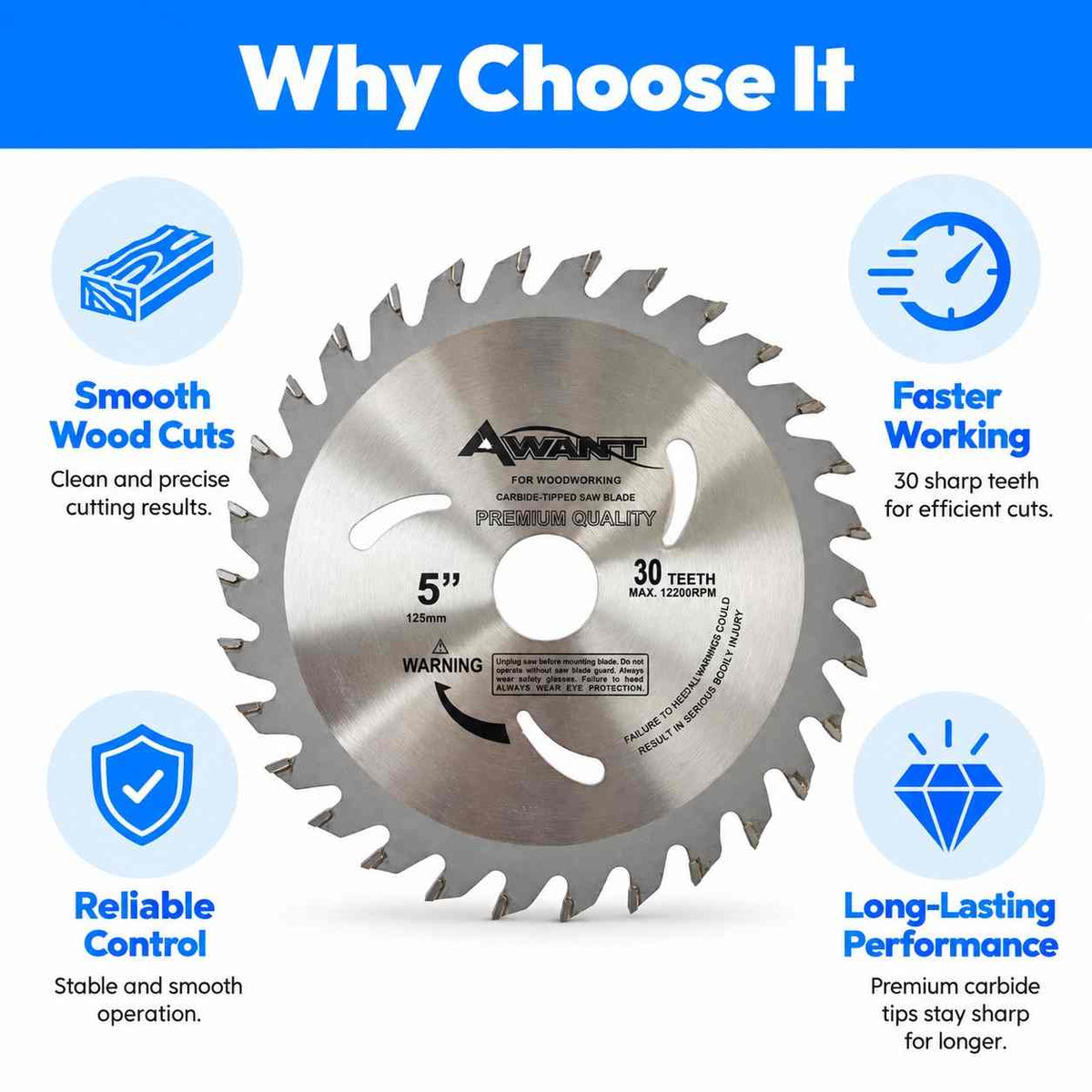 Implemental Awant Circular Saw Blade(125MM X 20MM X 30T) - 1