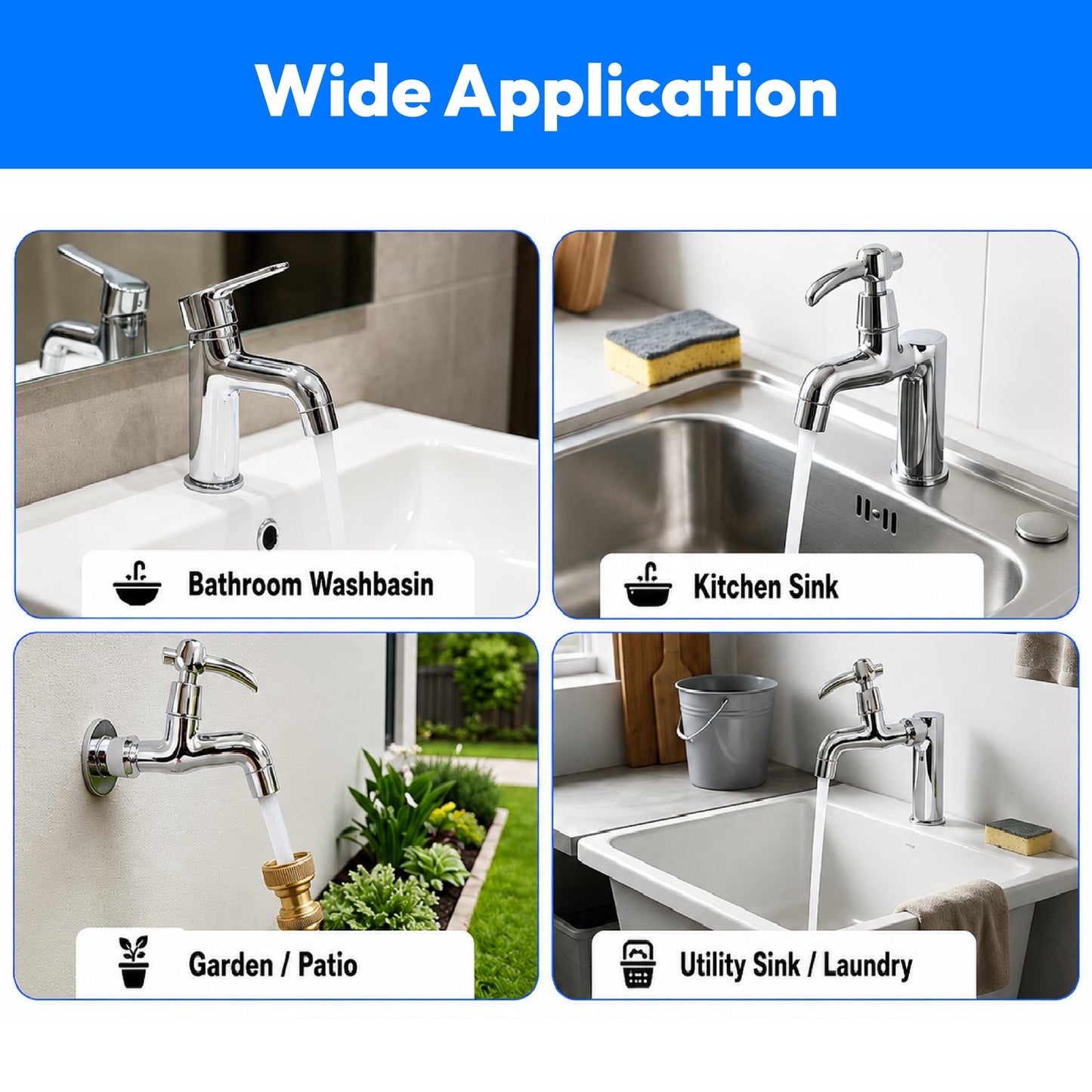 Bib Cock Bathroom Tap with Foam Flow Chrome Finish