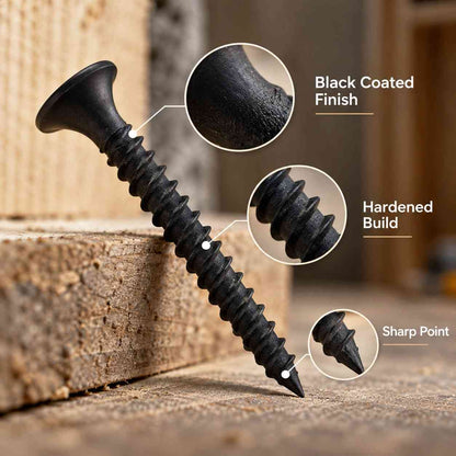 Black Drywall Gypsum Screws - Pack of 100pcs