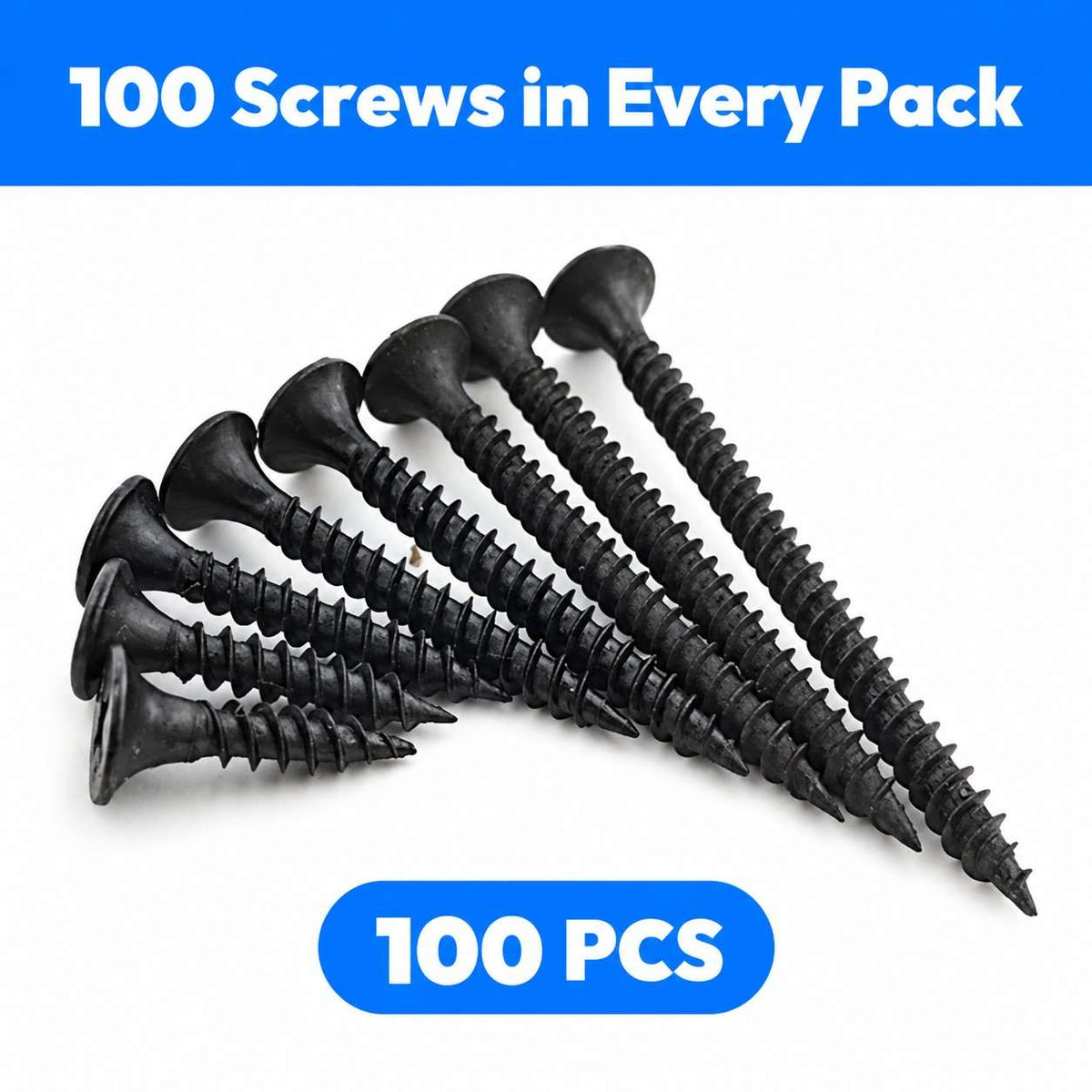 Black Drywall Gypsum Screws - Pack of 100pcs