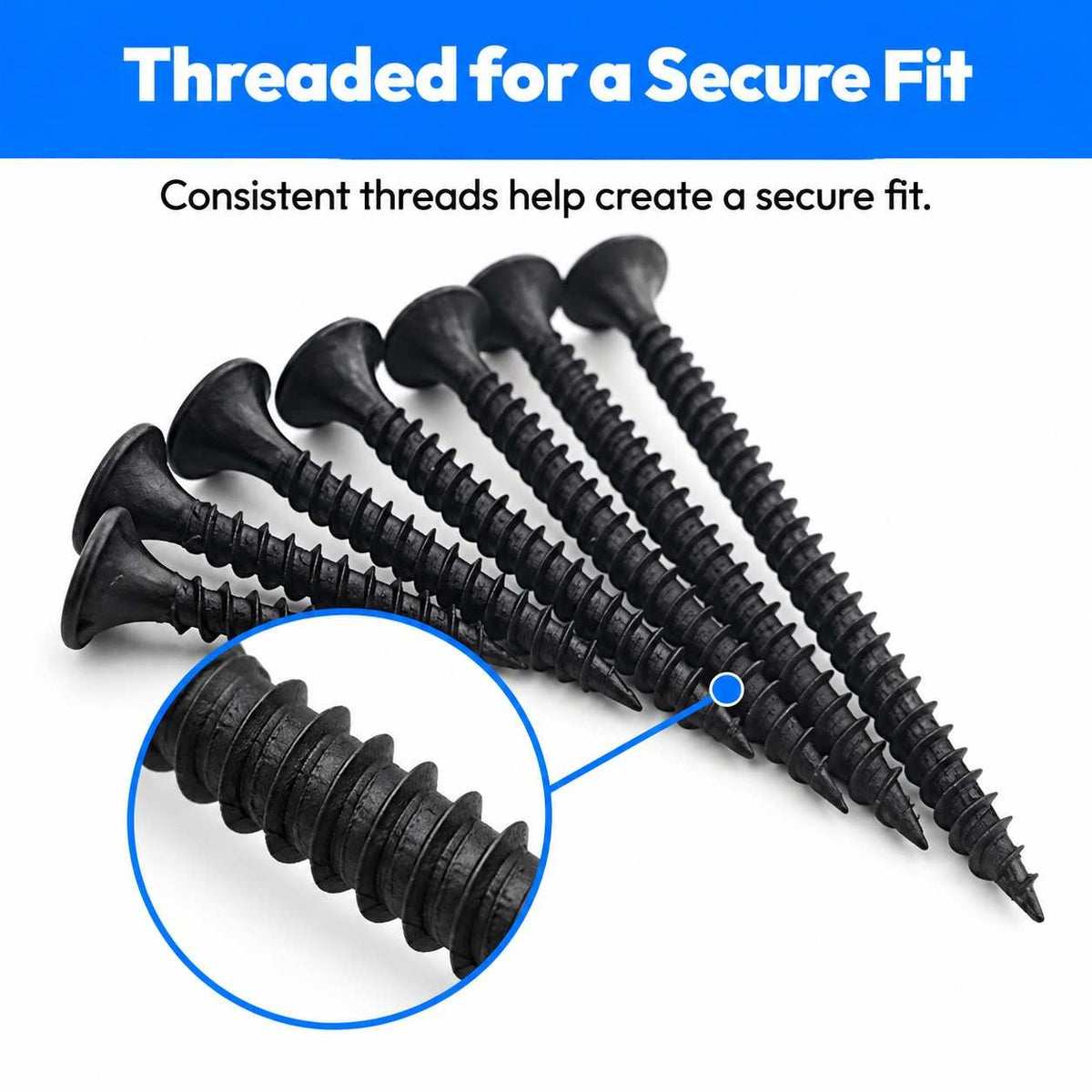 Black Drywall Gypsum Screws - Pack of 100pcs