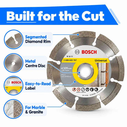 Bosch 105mm Diamond Cutting Blade Expert for Universal-Pack of 10