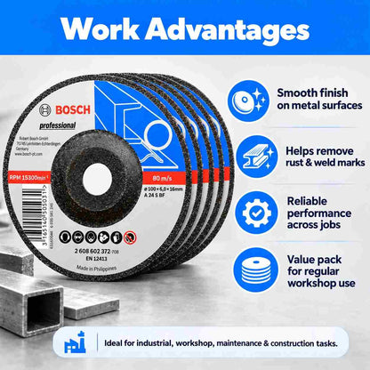Bosch BI241 Metal 4-inch Grinding Wheel Set (Pack of 5)