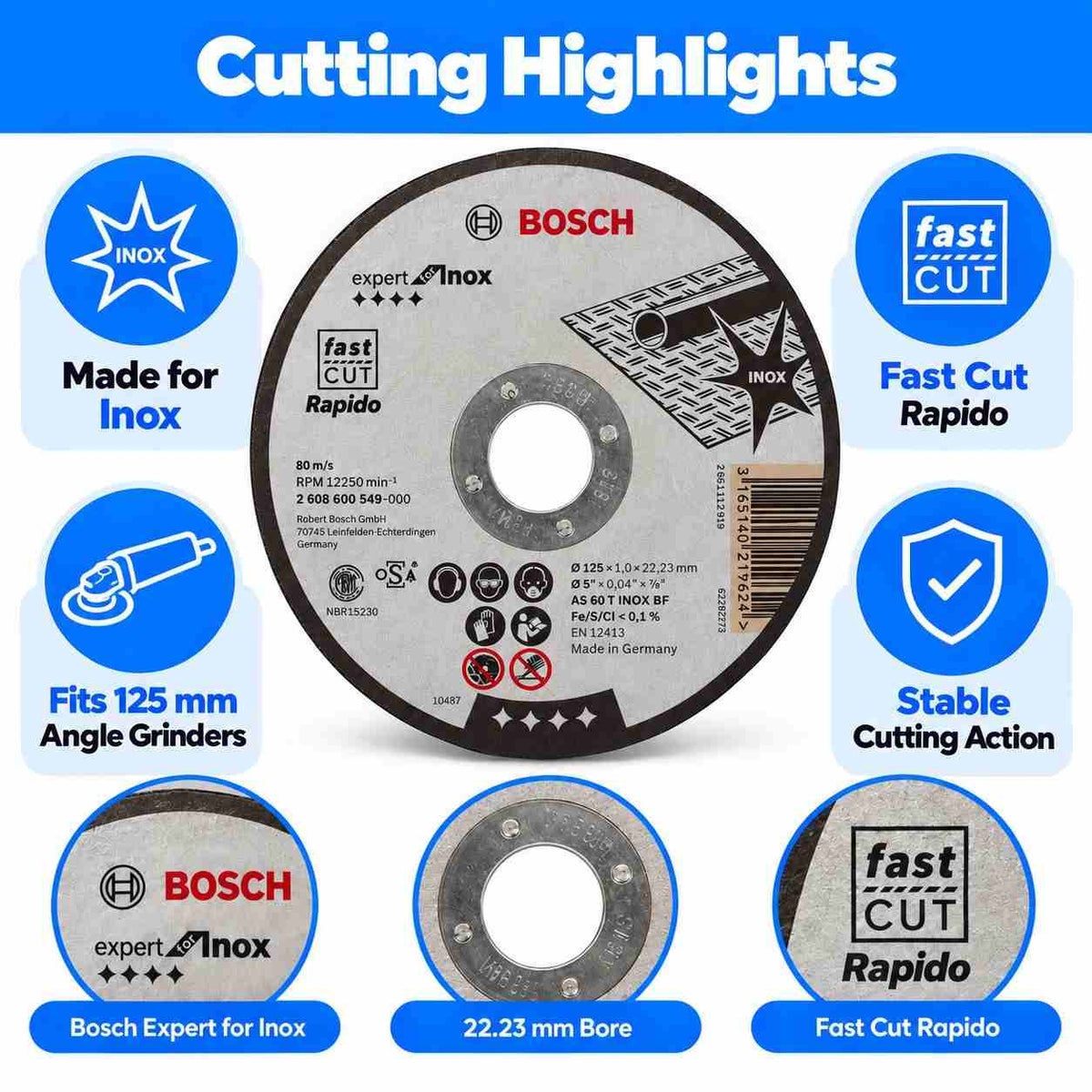 Bosch Cutting Discs Standard For Inox-5" (Pack of 2)