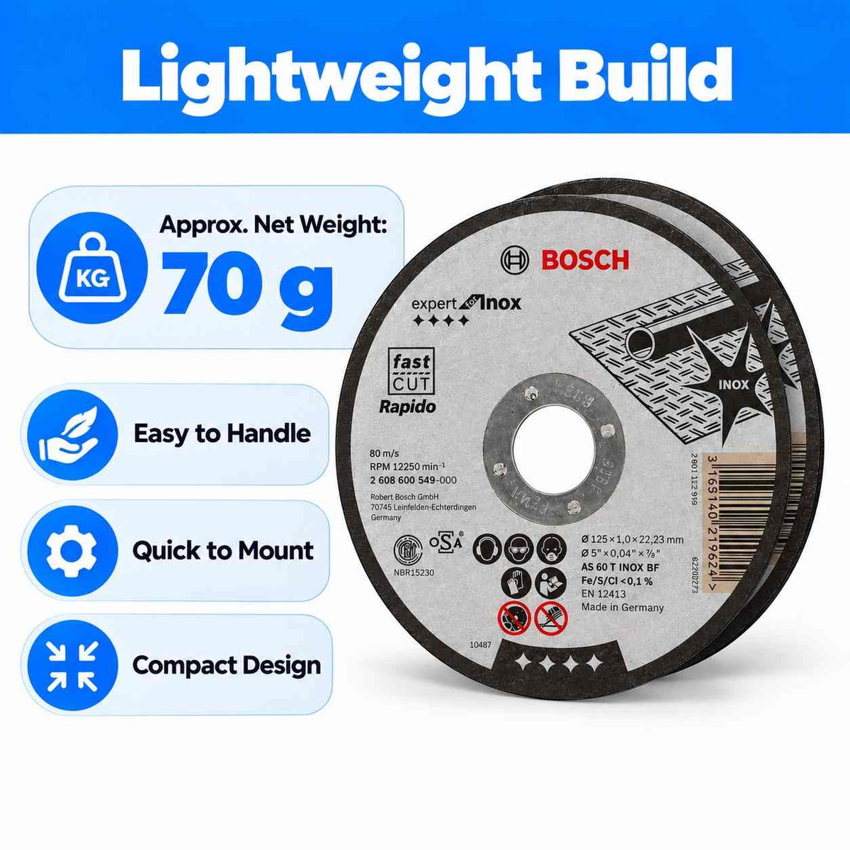 Bosch Cutting Discs Standard For Inox-5" (Pack of 2)