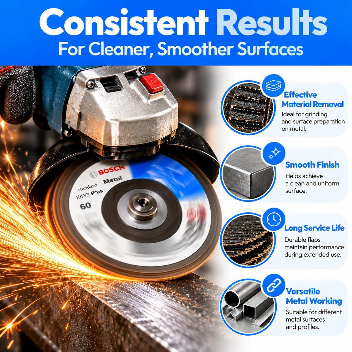 Bosch Flap Disc 5 Inch Dia-60 Grit