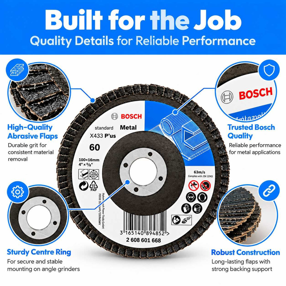 Bosch Flap Disc 5 Inch Dia-60 Grit