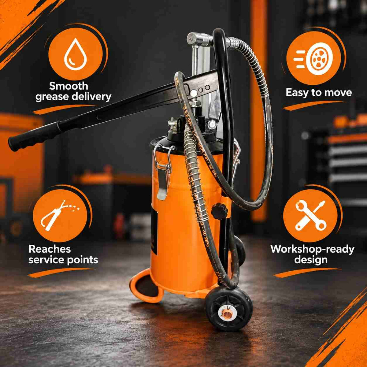Implemental Bucket Grease Pump 5 KG 5000 Psi Grease Dispenser - 1