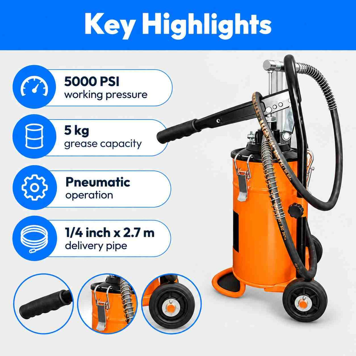 Bucket Grease Pump 5 KG 5000 Psi Grease Dispenser