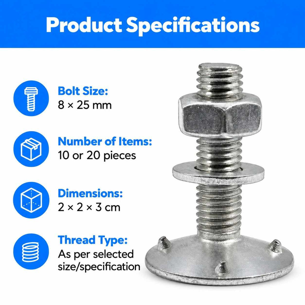 Bucket elevator bolt 8X25mm