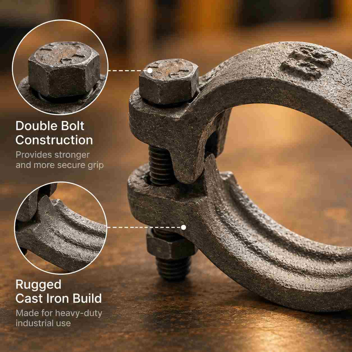 C.I Double Bolt Hydraulic Hose Clamp No. 68- 2 1/2 INCH