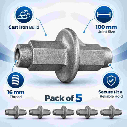 CI Water Stopper Wing Nut Joint Size:100mm, Thread:16mm (Pack of 5)