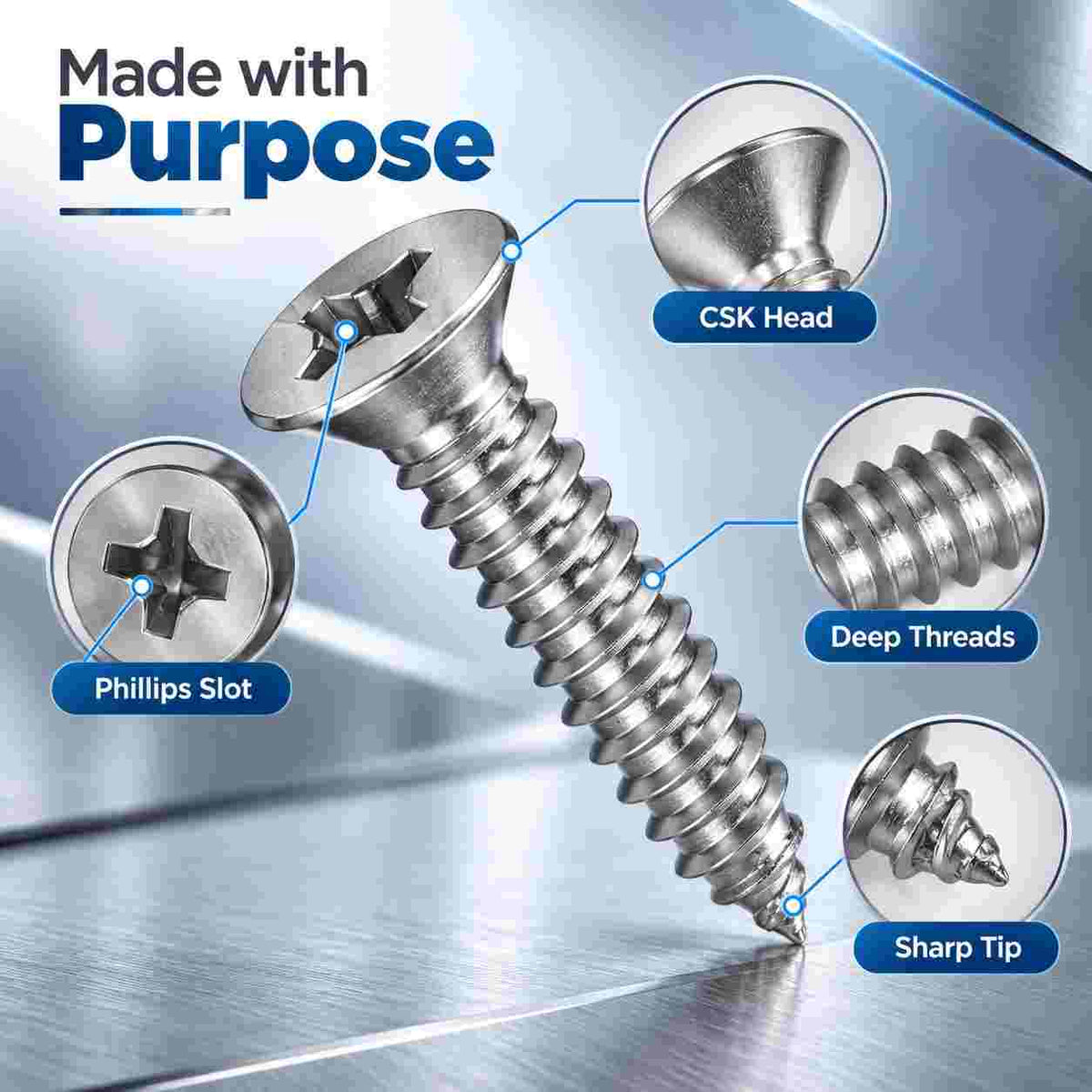 CSK Philip S.S Sheet Metal Screw 6 X 19mm-200pcs