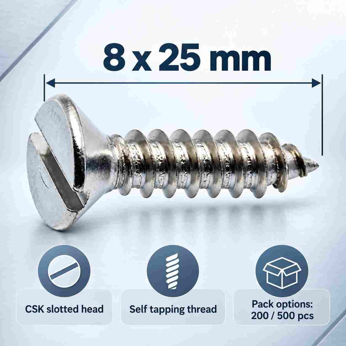 CSK Head Self Tapping Screws 8x25 mm