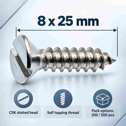 CSK Head Self Tapping Screws 8x25 mm