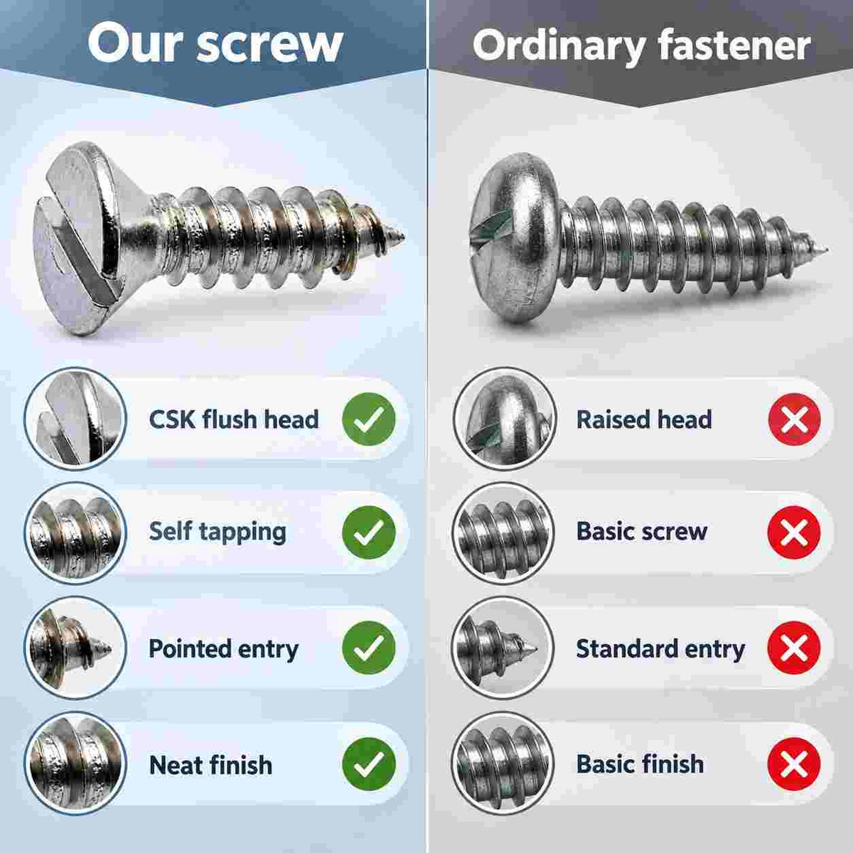 CSK Head Self Tapping Screws 8x25 mm