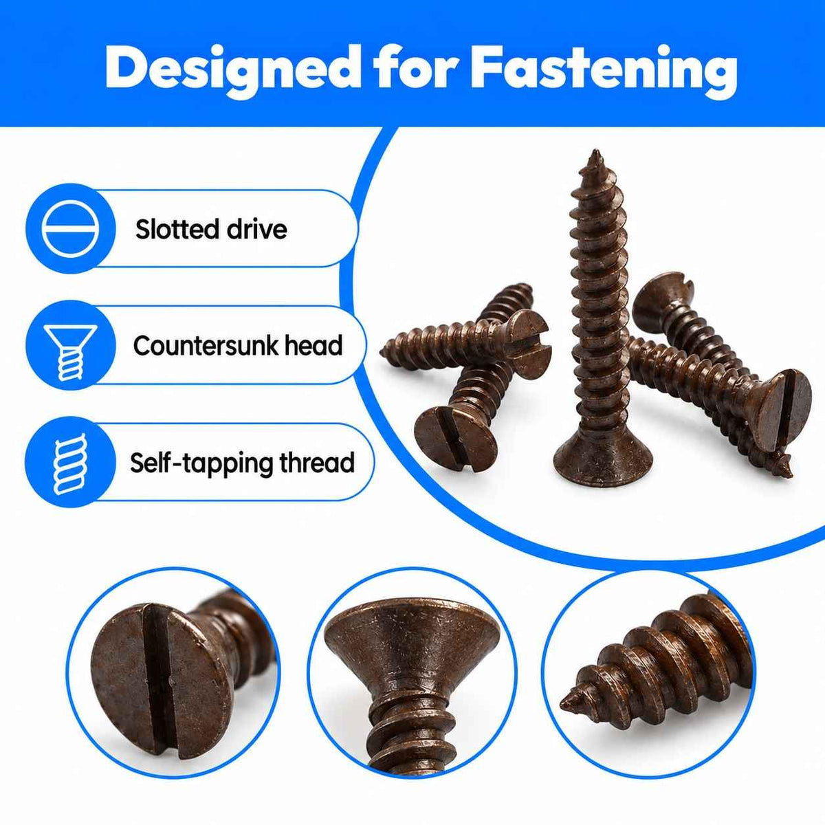 CSK Self Tapping Brown Screws (Pech)