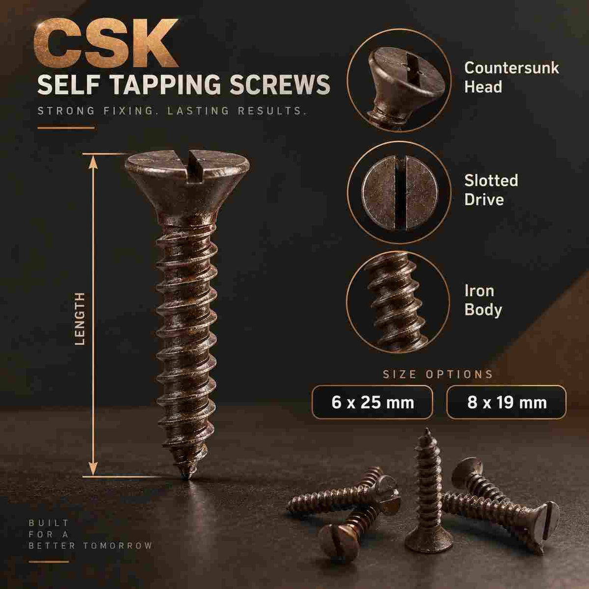 CSK Self Tapping Brown Screws (Pech)