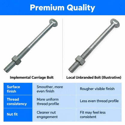 Carriage Bolts with Nuts 3/8x6inch - 10Pcs