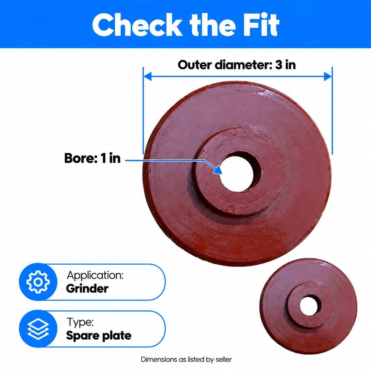 Cast Iron Grinder Adda Plate - 3 X 1 INCH