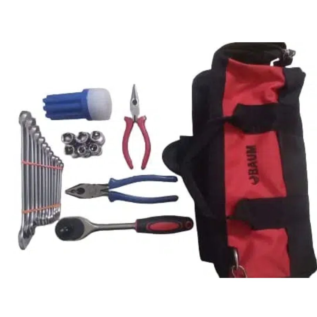 Combo Tool Kit {Tool Bag, Plier, Screwdriver Set, Nose Plier, Combination Spanner Set, Rachet Spanner, Socket Set}