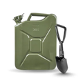 Combo of 18 Inch Folding Mini Shovel (High Carbon Steel) & Heavy Duty 20L Steel Jerry Can – Military Green