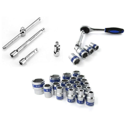 1/2"DR Socket Set Chrome Tool Box-(24pcs)