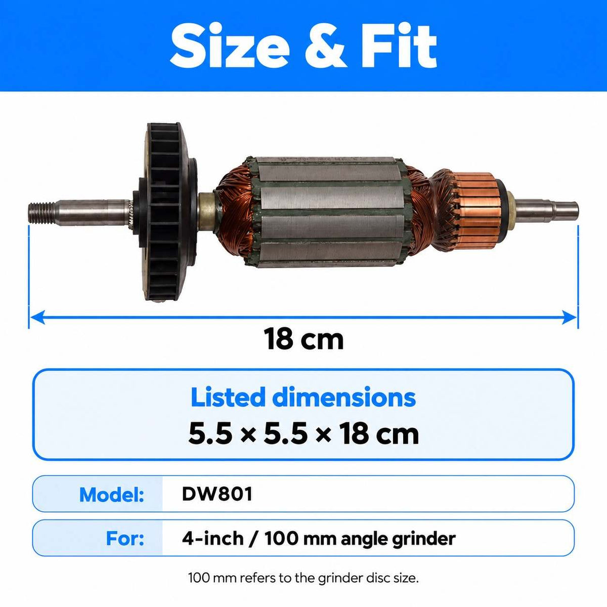 Dewalt 4"/100mm Angle Grinder Machine Armature DW801