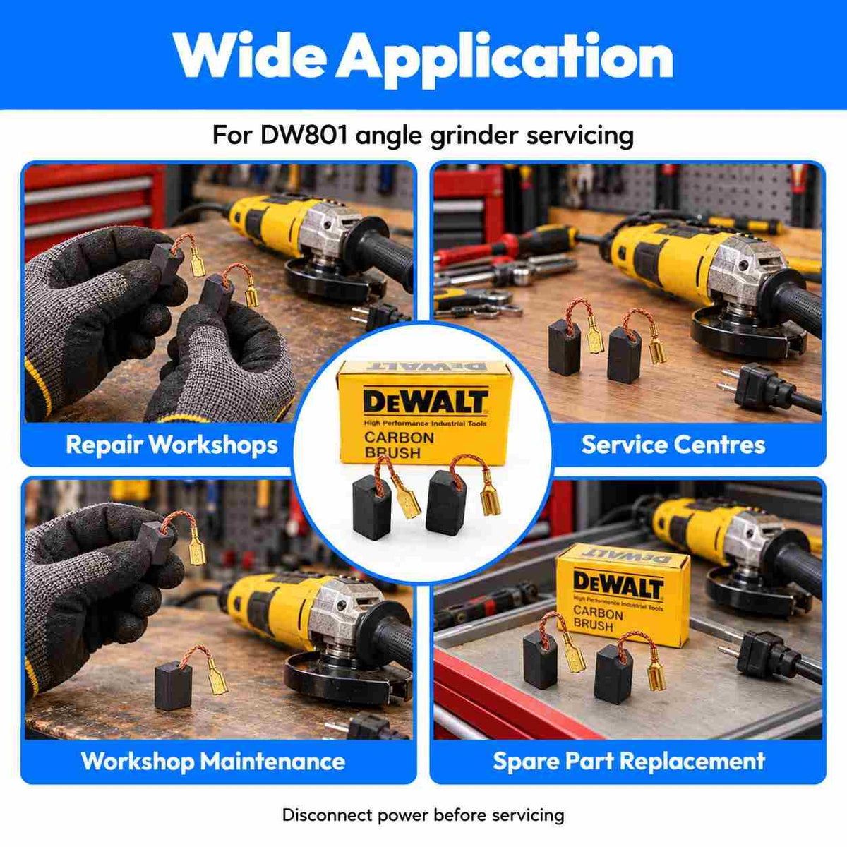 Dewalt Angle Grinder Machine Carbon Brush DW801-4Inch