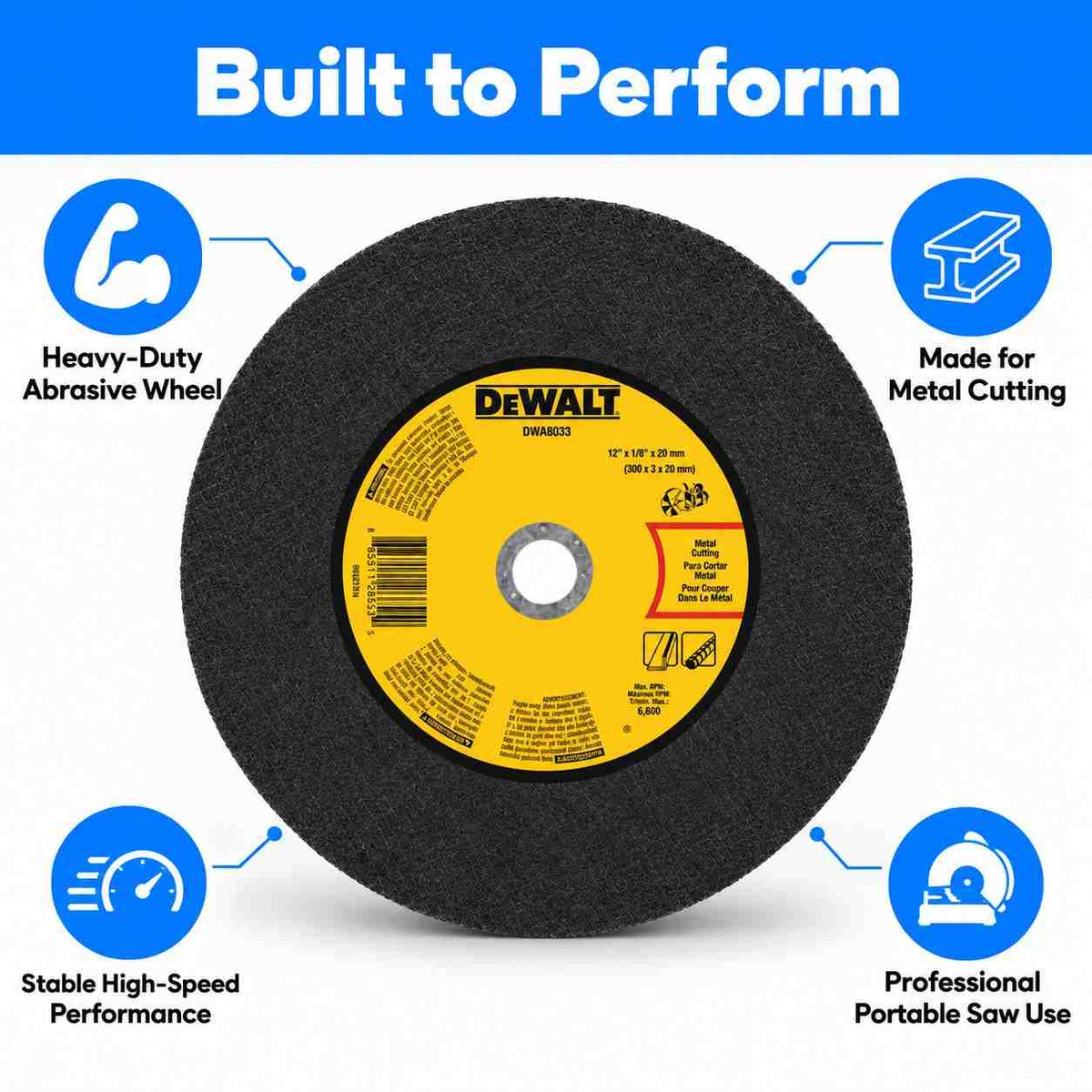 Implemental Dewalt Metal Portable Saw Cut Off Wheel Iron Cutting Wheel - 1