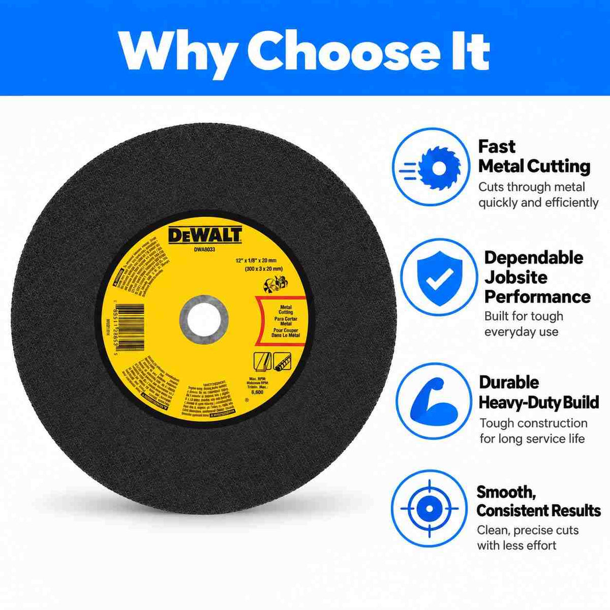 Implemental Dewalt Metal Portable Saw Cut Off Wheel Iron Cutting Wheel - 1